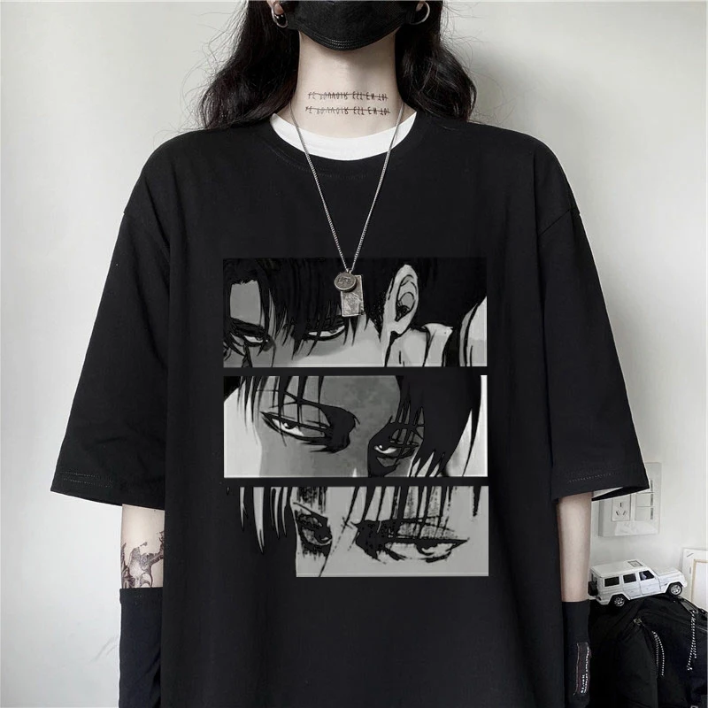 Japanese Anime Attack Giant Women's T-shirt Levi Ackerman Eye Punk Top Summer Harajuku Loose Gothic Short Sleeve T-shirt
Japanese Anime Attack Giant Women's T-shirt Levi Ackerman Eye Punk Top Summer Harajuku Loose Gothic Short Sleeve T-shirt