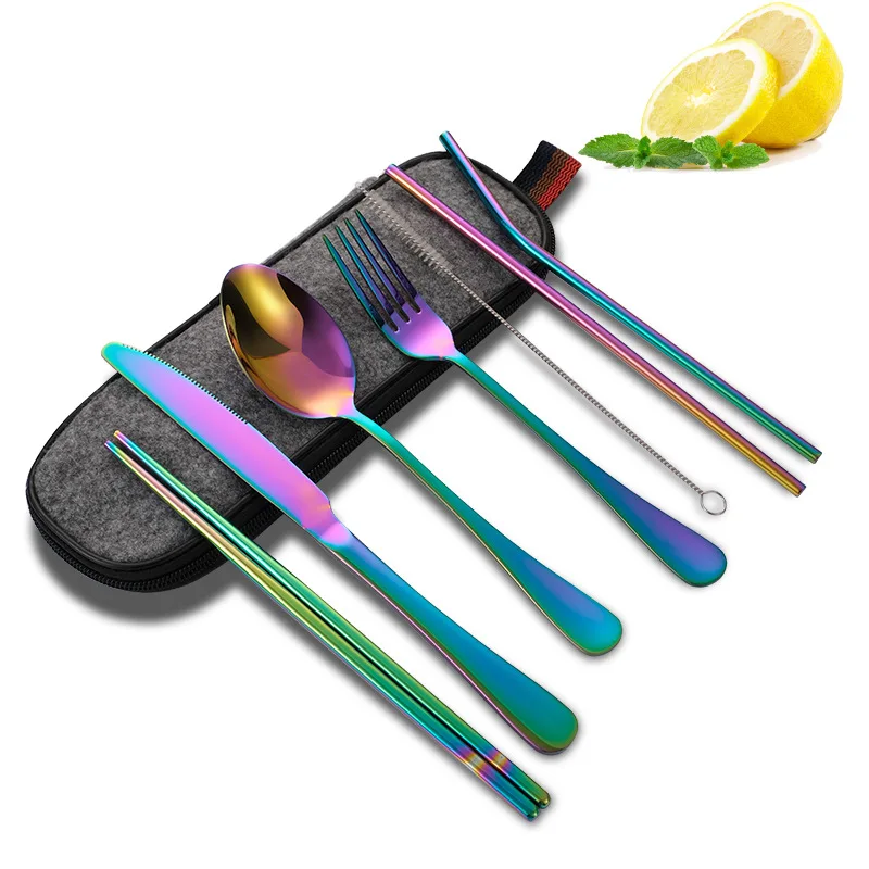 1010 stainless steel cutlery chopsticks straw company gifts outdoor travel portable bag tableware set
1010 stainless steel cutlery chopsticks straw company gifts outdoor travel portable bag tableware set