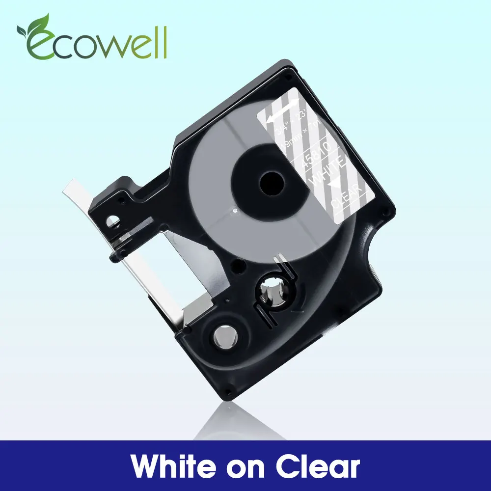 Ecowell 45810 19mm label for Dymo D1 45810 White on Clear printer ribbon compatible for Dymo Label Maker 500TS 450 Duo 360D 420P
Ecowell 45810 19mm label for Dymo D1 45810 White on Clear printer ribbon compatible for Dymo Label Maker 500TS 450 Duo 360D 420P