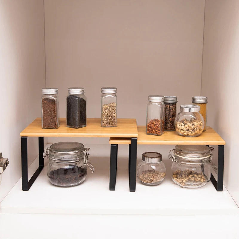Kitchen Bamboo Cabinet Counter Shelf Spice Storage Rack Expandable Stackable Organizer 14.2 L x 5.7 W x 6.1 H inch
Kitchen Bamboo Cabinet Counter Shelf Spice Storage Rack Expandable Stackable Organizer 14.2 L x 5.7 W x 6.1 H inch