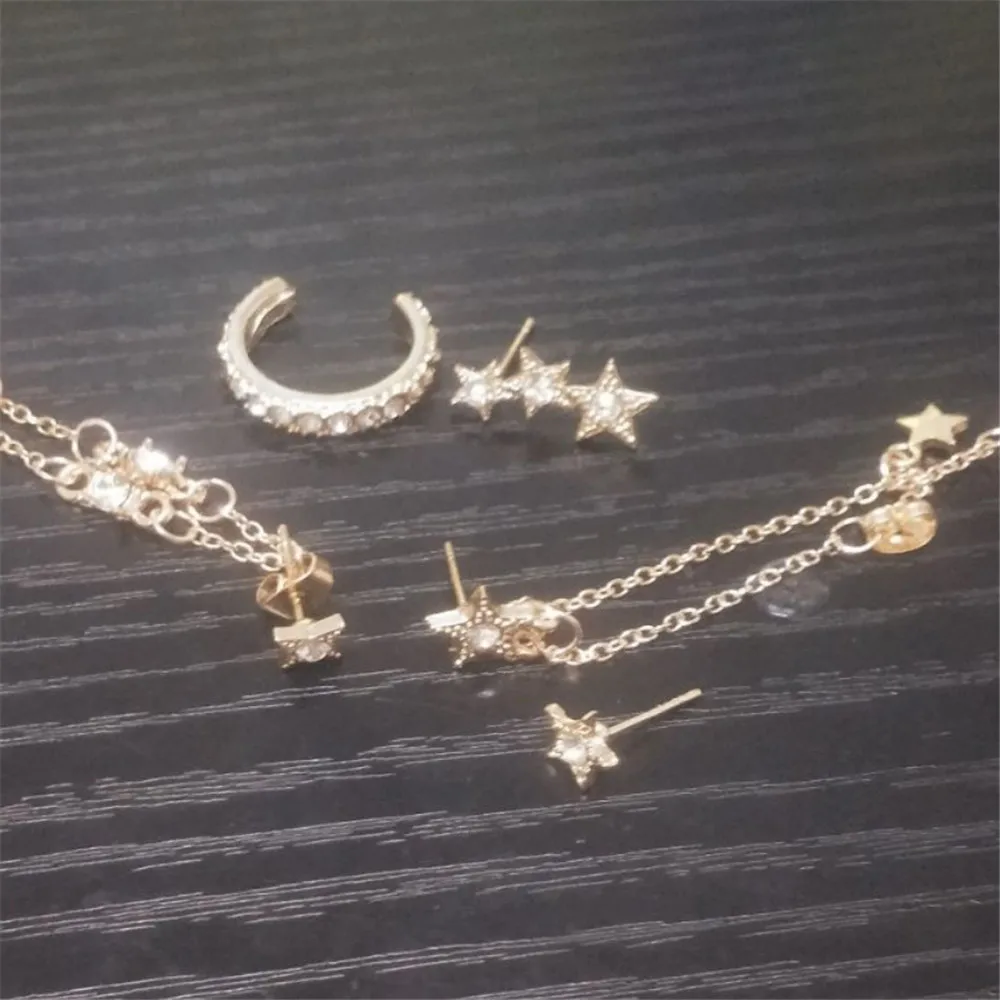 1 Set Women Fashion Star Crystal Chain Tassel Pendant Earrings Lady Wedding Party Charm Ear Studs Jewelry
1 Set Women Fashion Star Crystal Chain Tassel Pendant Earrings Lady Wedding Party Charm Ear Studs Jewelry