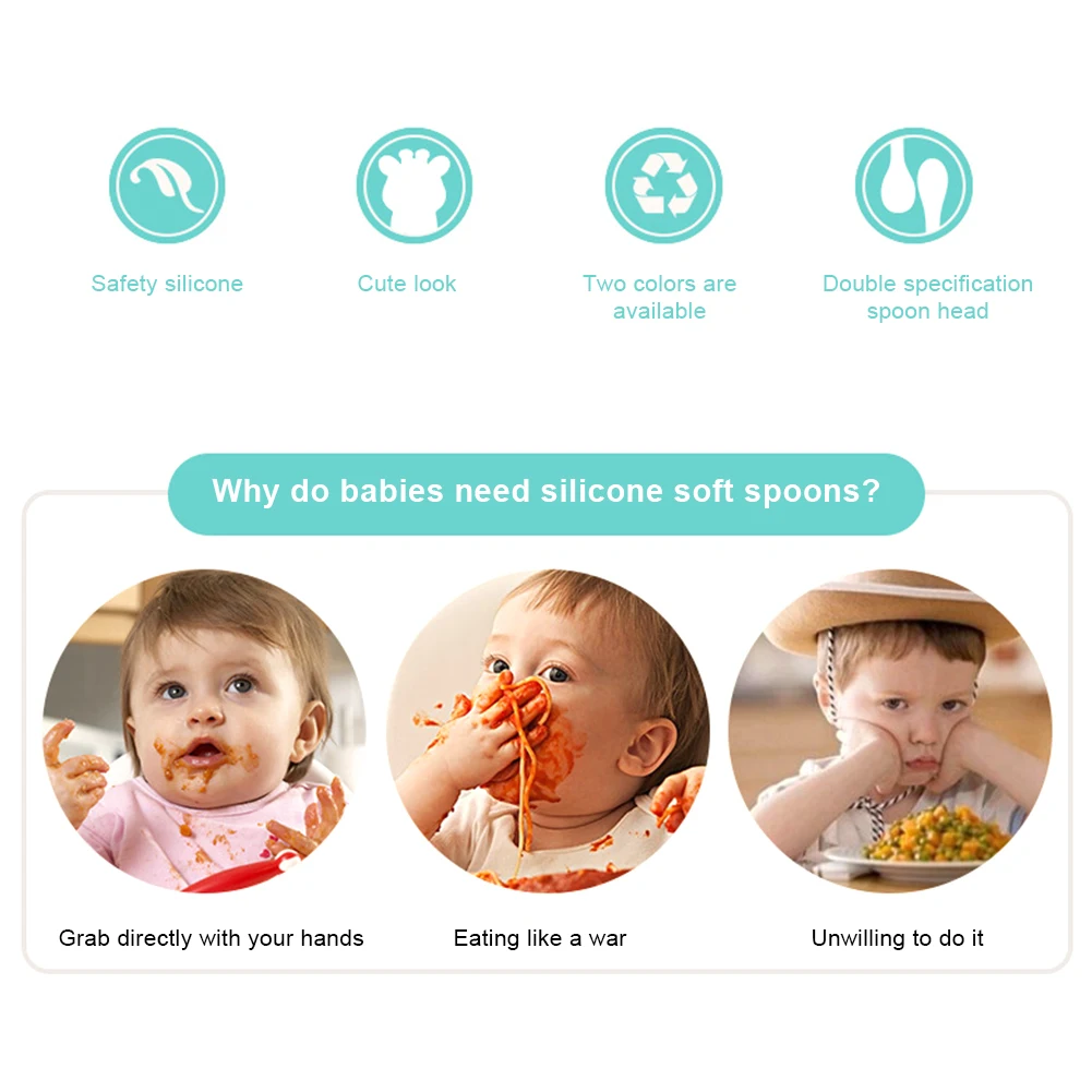 Baby Silicone Spoon Long Handle Baby First Stage Self-Feeding Spoon Toddler Utensils for Baby Children Accessories Newborn
Baby Silicone Spoon Long Handle Baby First Stage Self-Feeding Spoon Toddler Utensils for Baby Children Accessories Newborn