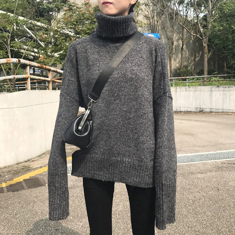 Winter Women Long Sleeve Thicken Knitted Sweater Fashion Casual Solid Color Pullover High Collar Loose Tops KS6650
Winter Women Long Sleeve Thicken Knitted Sweater Fashion Casual Solid Color Pullover High Collar Loose Tops KS6650