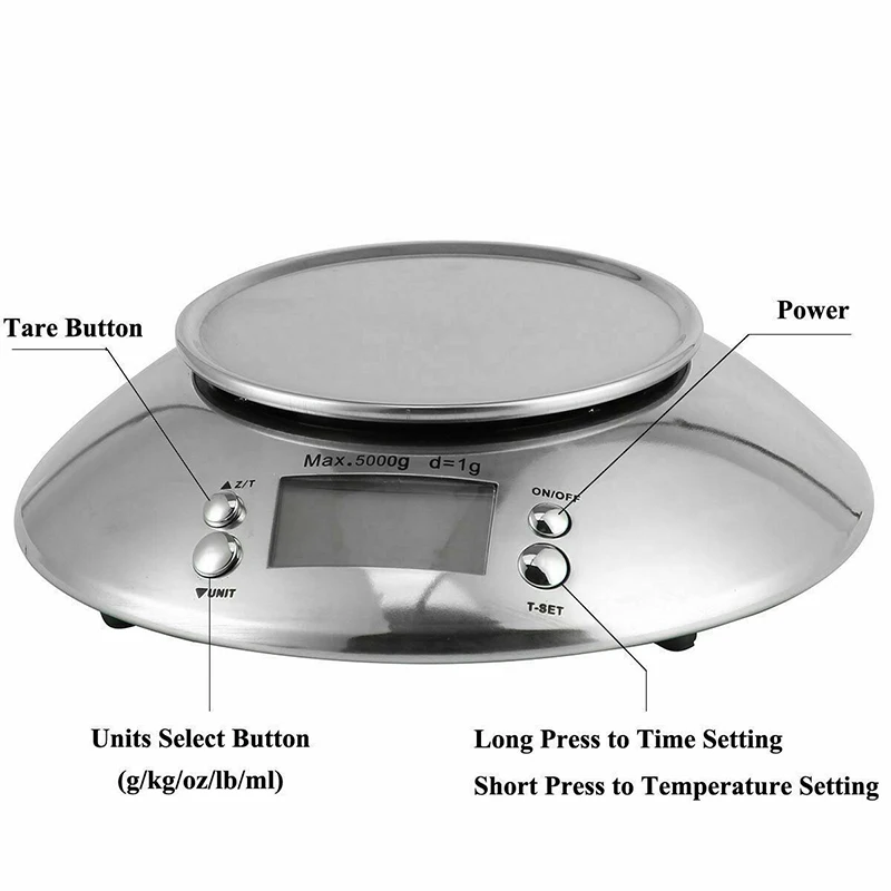 Digital Kitchen Scale 5KG Stainless Steel Scale LCD Kitchen Scale Household Weighing Instrument For Food Measurement Accuracy 
Digital Kitchen Scale 5KG Stainless Steel Scale LCD Kitchen Scale Household Weighing Instrument For Food Measurement Accuracy