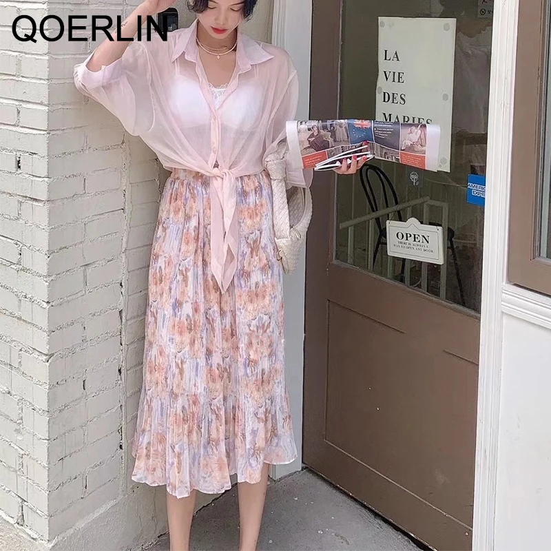 QOERLIN Summer Floral Rendering Chiffon Skirts Women Fashion Romantic Elastic Waist Loose Casual Printed Long Pink Skirt Female
QOERLIN Summer Floral Rendering Chiffon Skirts Women Fashion Romantic Elastic Waist Loose Casual Printed Long Pink Skirt Female