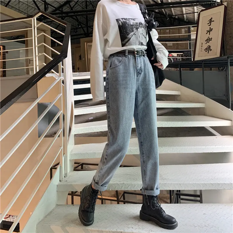 Vintage All Match Casual Streetwear Chic Trousers Large Size High Waist Blue Light Washed Slender Straight
Vintage All Match Casual Streetwear Chic Trousers Large Size High Waist Blue Light Washed Slender Straight