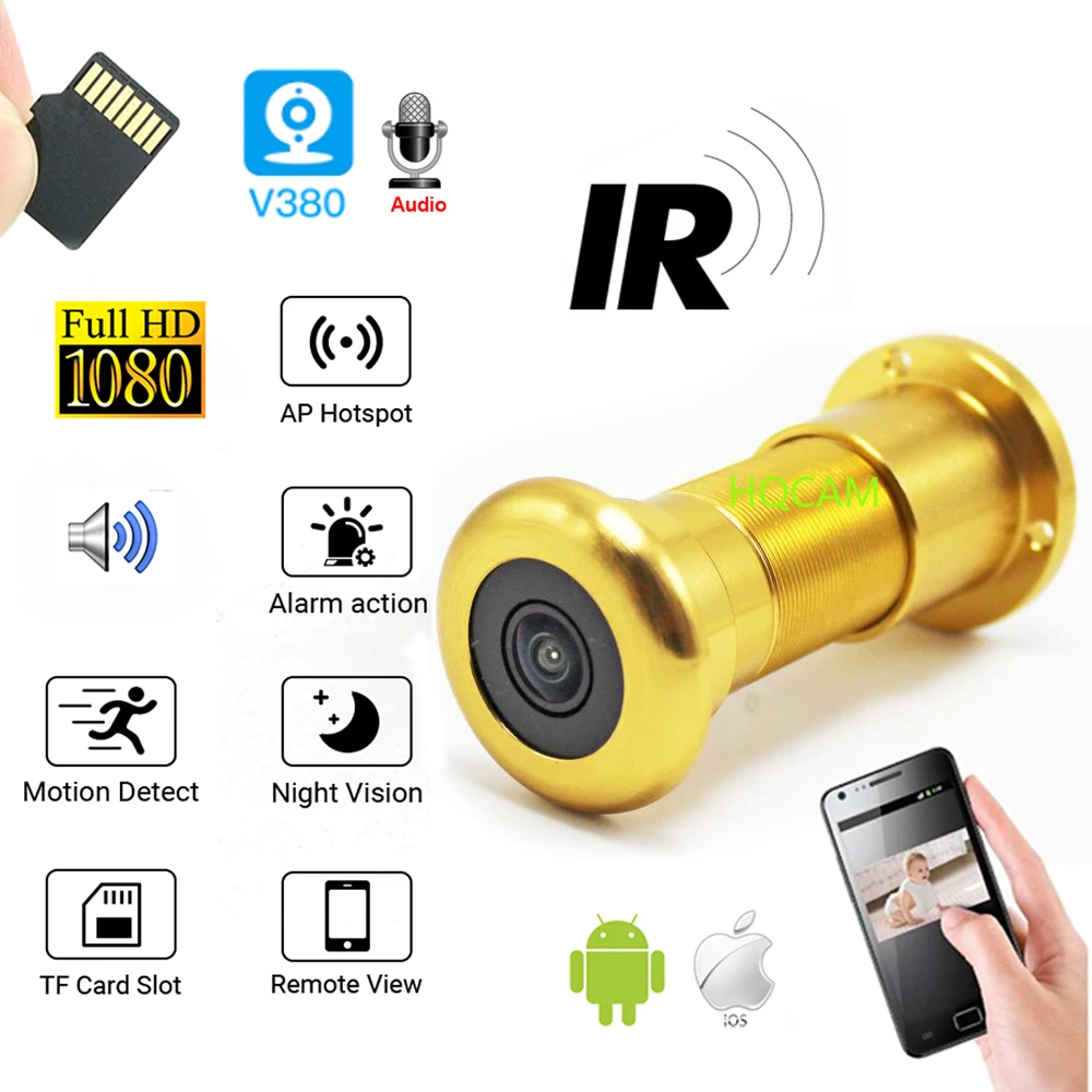 Glod Sliver 1080P Cloud Storage TF Card IR Audio Door Eye Hole Fishehye IP Mini Peephole Wifi Wireless Camera P2P V380 Pro
Glod Sliver 1080P Cloud Storage TF Card IR Audio Door Eye Hole Fishehye IP Mini Peephole Wifi Wireless Camera P2P V380 Pro