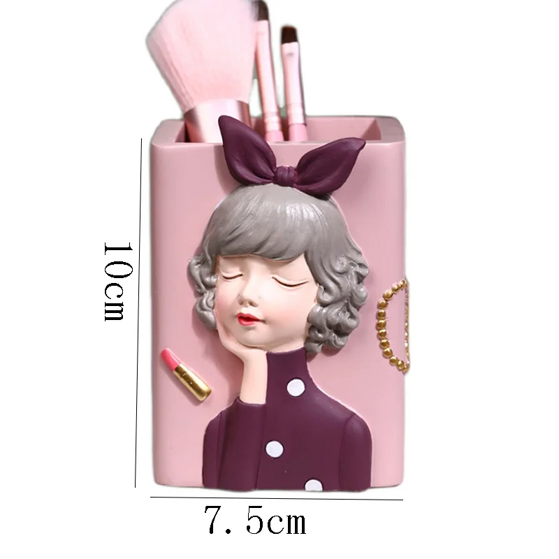 Pen-Holder Makeup-Brush-Storage Desktop-Decoration Creative Resin Statue Bedroom 3d Office-Girl 
Pen-Holder Makeup-Brush-Storage Desktop-Decoration Creative Resin Statue Bedroom 3d Office-Girl