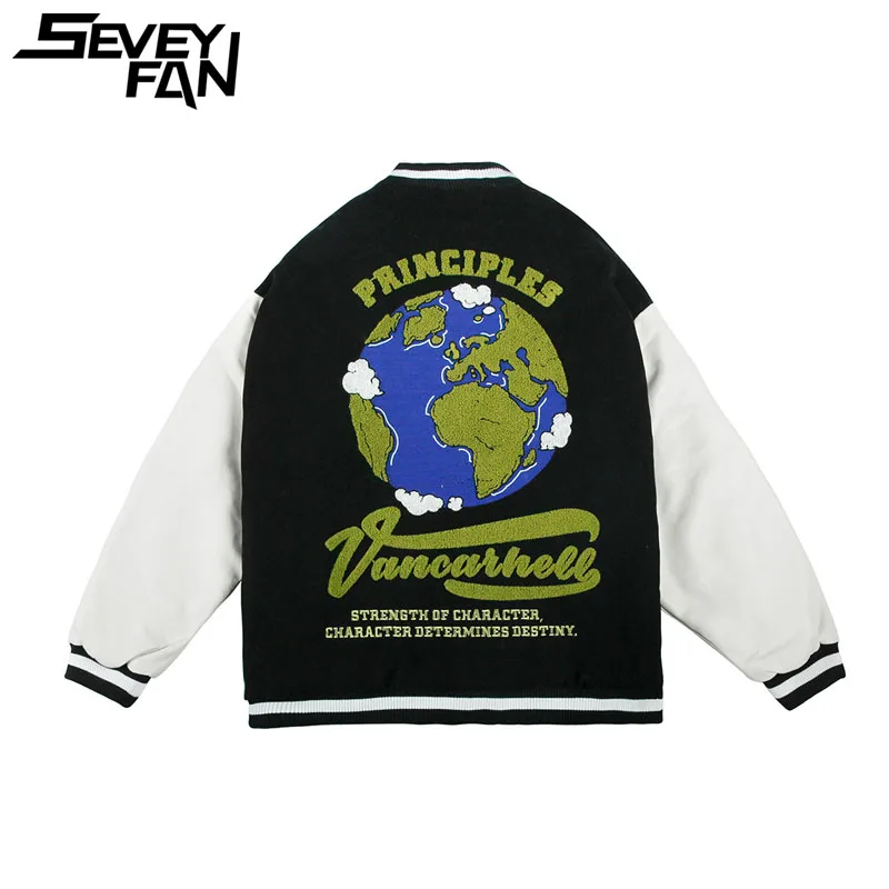 Куртка SEVEYFAN мужская с вышивкой земли, лоскутный пиджак, свободная бейсбольная форма в стиле Харадзюку
Куртка SEVEYFAN мужская с вышивкой земли, лоскутный пиджак, свободная бейсбольная форма в стиле Харадзюку