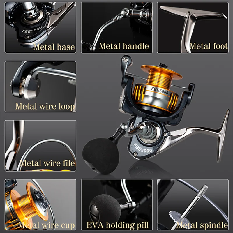 Gapless Spinning Fishing Reel Seawater/Freshwater Wheel FBE2000-7000 Metal Wire Cup Spare Spool High Quality Saltwater Tackle
Gapless Spinning Fishing Reel Seawater/Freshwater Wheel FBE2000-7000 Metal Wire Cup Spare Spool High Quality Saltwater Tackle