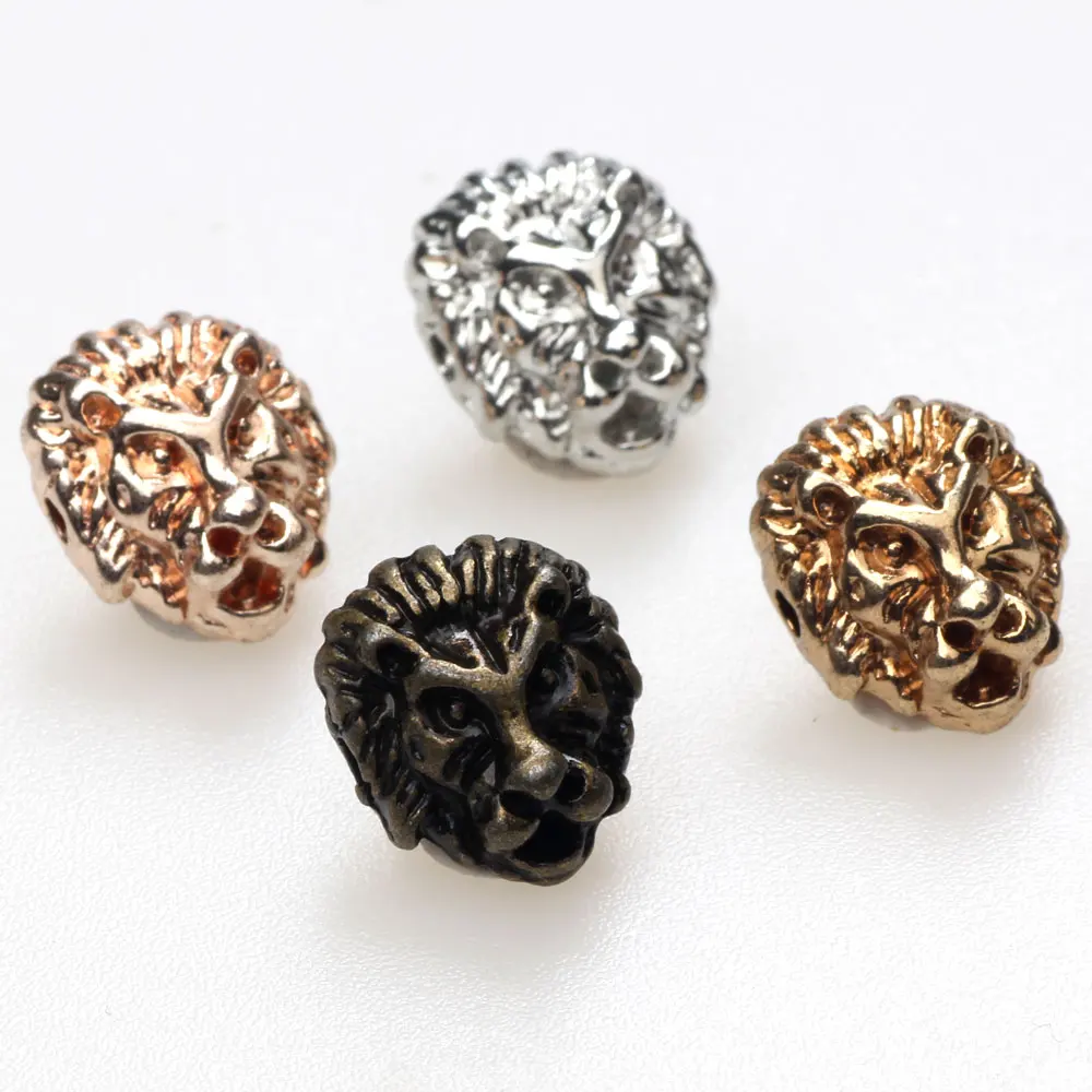 

11MM 12PCS/LOT Lion Head Spacer Beads Zinc Alloy Bronze/Rhodium/Rose/KC Gold DIY Bracelets/Necklaces/Earrings Jewelry Making