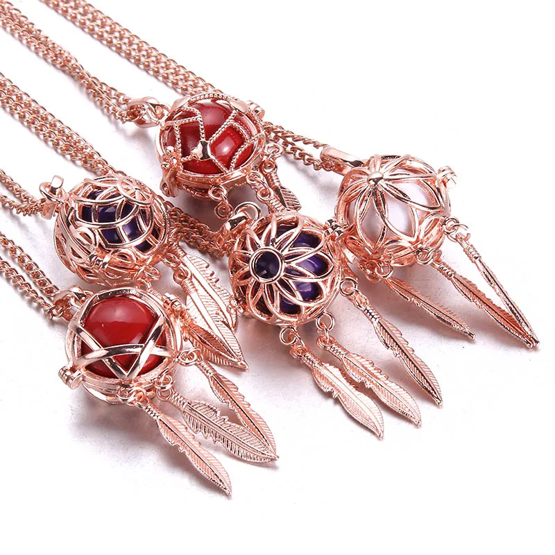 New Rose Gold Aromatherapy jewelry Dreamcatcher cage Necklace Essential Oil Diffuser lockets Pregnant Women Pregnancy Necklace
New Rose Gold Aromatherapy jewelry Dreamcatcher cage Necklace Essential Oil Diffuser lockets Pregnant Women Pregnancy Necklace