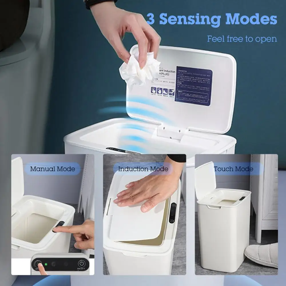 Automatic Sensor Trash Can Touch-free Trash Cans Automatic Garbage Can with Lid 14L 3 Modes Smart Knock Trash Cans Quiet
Automatic Sensor Trash Can Touch-free Trash Cans Automatic Garbage Can with Lid 14L 3 Modes Smart Knock Trash Cans Quiet