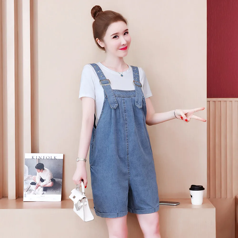 New Summer Women Sets Casual Loose Solid T-Shirts And Strap Vest Pockets Jeans Short Pant Suit For Females Denim Two-Piece Two 
New Summer Women Sets Casual Loose Solid T-Shirts And Strap Vest Pockets Jeans Short Pant Suit For Females Denim Two-Piece Two