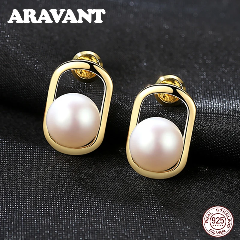 925 Sterling Silver Square Stud Earrings For Women Fashion Wedding White Black Pearl Earring Jewelry | Украшения и аксессуары