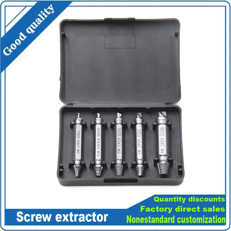 5pcs Damaged Screw Extractor Drill Bit Extractor Drill Set HSS4341 Out Bolt Extractor Bolt Stud Remover Tool Double Head
5pcs Damaged Screw Extractor Drill Bit Extractor Drill Set HSS4341 Out Bolt Extractor Bolt Stud Remover Tool Double Head