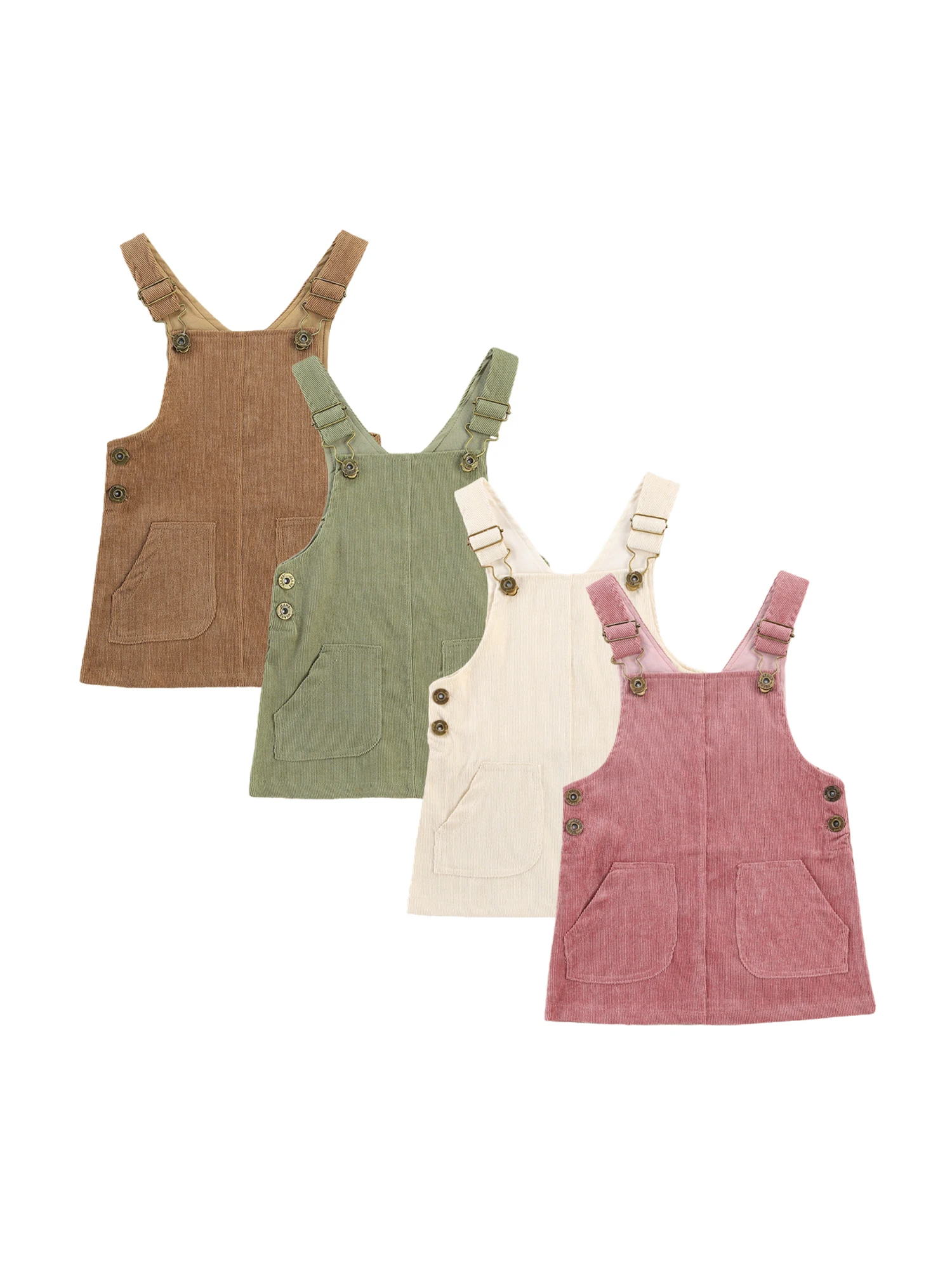 Baby Girl's Solid Corduroy Suspenders Skirt, Adjustable Straps Corduroy Short Dress with Two Pockets in Front
Baby Girl's Solid Corduroy Suspenders Skirt, Adjustable Straps Corduroy Short Dress with Two Pockets in Front