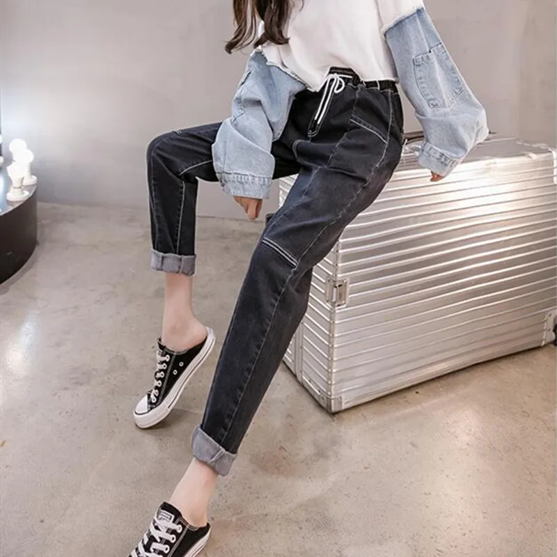 Size Style Blue Waist And New Plus High Casual Waist Korean Women Jeans Loose Trousers Black Straight Elastic Waist Women New Lo
Size Style Blue Waist And New Plus High Casual Waist Korean Women Jeans Loose Trousers Black Straight Elastic Waist Women New Lo