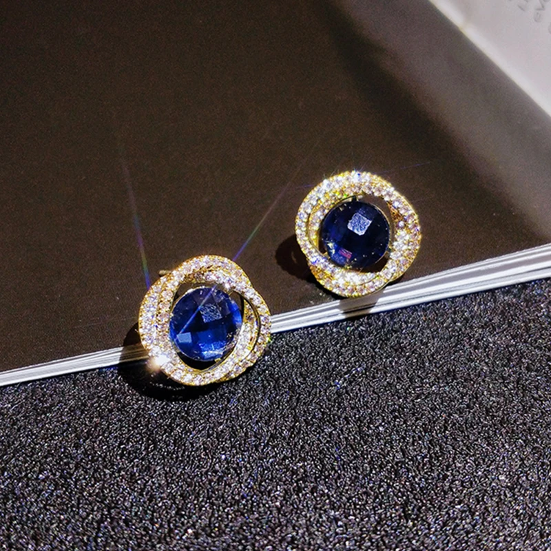 Trendy 14K Real Gold Sapphire Geometry Earrings for Women Accessories Korean Fashion Jewelry S925 Silver Needle Shiny Zircon Hot
Trendy 14K Real Gold Sapphire Geometry Earrings for Women Accessories Korean Fashion Jewelry S925 Silver Needle Shiny Zircon Hot
