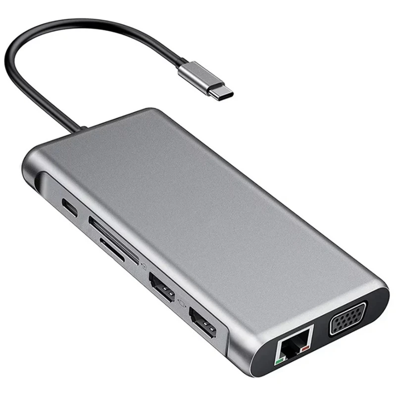 12In1 USB Type C Hub for Dual 4K USB3.0 USB2.0 Pd Charging VGA Audio Jack RJ45 3.5mm with Adapter
12In1 USB Type C Hub for Dual 4K USB3.0 USB2.0 Pd Charging VGA Audio Jack RJ45 3.5mm with Adapter