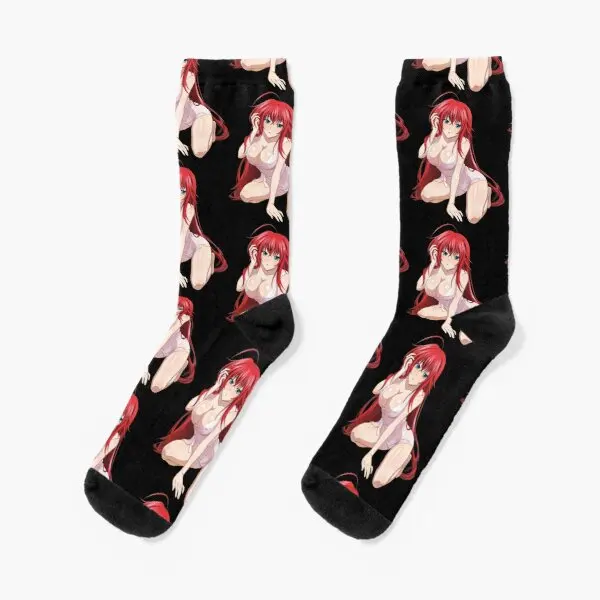 Короткие носки Rias Gremory Waifu для мужчин и женщин дышащие хлопковые с узором черные