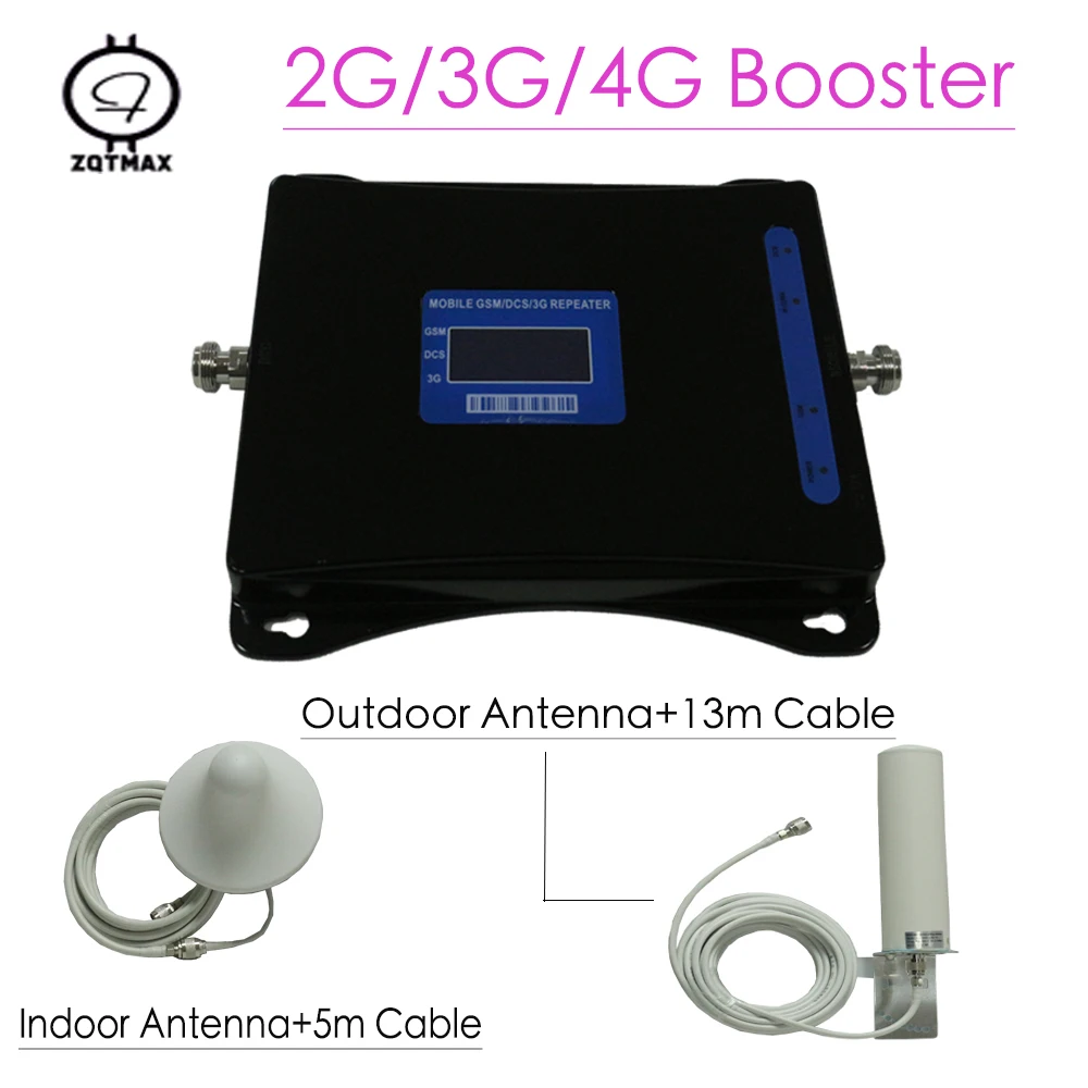 Трехдиапазонный ретранслятор ZQTMAX 2g 3g 4g gsm усилитель сигнала 900 1800 2100 комплект