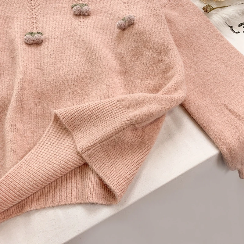 Winter Pullover Women Japanese Sweet Gentle Pink Handmade Crochet Cherry O-Neck Loose Sweater Girl Jumper Outer Tops Student
Winter Pullover Women Japanese Sweet Gentle Pink Handmade Crochet Cherry O-Neck Loose Sweater Girl Jumper Outer Tops Student