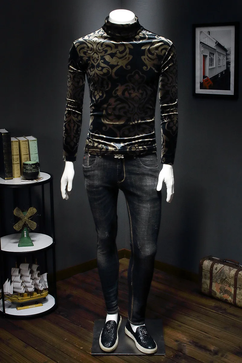 Luxury Gold Paisley T-shirt Men Vintage Turtleneck Foral T-shirt Men's Top Long Sleeve Clothing 2020 Party Club Soft Men Tshirt
Luxury Gold Paisley T-shirt Men Vintage Turtleneck Foral T-shirt Men's Top Long Sleeve Clothing 2020 Party Club Soft Men Tshirt