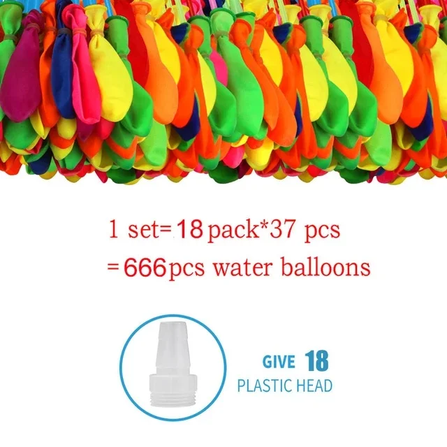 666pcs Water Bombs Balloon Amazing Filling Magic Balloon Children Water War Game Supplies Kids Summer Outdoor Beach Toy Party
666pcs Water Bombs Balloon Amazing Filling Magic Balloon Children Water War Game Supplies Kids Summer Outdoor Beach Toy Party