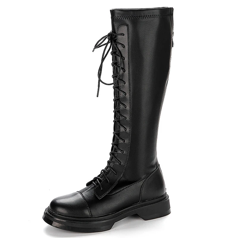 2021 Women Fashion Genuine Leather Long Motorcycle Boots Autumn Winter Lace-Up Knee High Botas for Female Lace-up Martin Booties
2021 Women Fashion Genuine Leather Long Motorcycle Boots Autumn Winter Lace-Up Knee High Botas for Female Lace-up Martin Booties