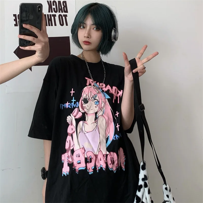 Gothic Punk T-shirt Cartoon Girl O-Neck Harajuku Tshirts Cute Girl Anime Printed Short Sleeve T-shirt For Women's Summer 2021
Gothic Punk T-shirt Cartoon Girl O-Neck Harajuku Tshirts Cute Girl Anime Printed Short Sleeve T-shirt For Women's Summer 2021