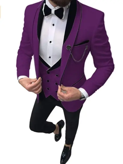 2021 Men Suits 3 Piece Slim Fit Casual Business Groom Purple Shawl Lapel Tuxedos For Men Formal Wedding Suits (Blazer+Pant+Vest)
2021 Men Suits 3 Piece Slim Fit Casual Business Groom Purple Shawl Lapel Tuxedos For Men Formal Wedding Suits (Blazer+Pant+Vest)