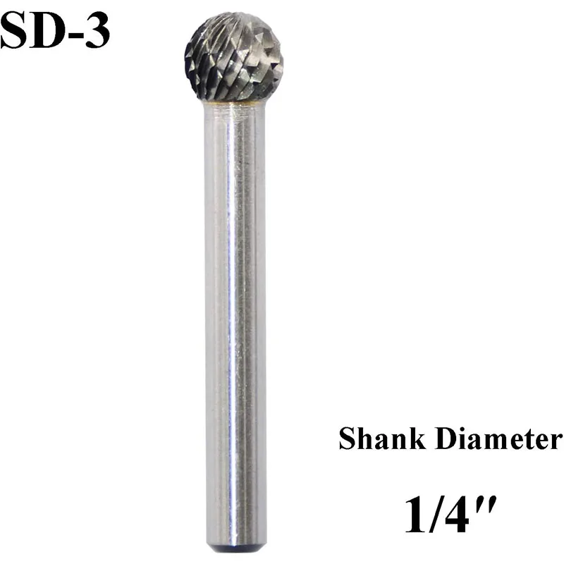 SD-3 Tungsten Carbide Burr Rotary File Ball Shape Double Cut for Die Grinder Drill Bits 1/4'' Inch Diameter of Shank and 3/8''
SD-3 Tungsten Carbide Burr Rotary File Ball Shape Double Cut for Die Grinder Drill Bits 1/4'' Inch Diameter of Shank and 3/8''