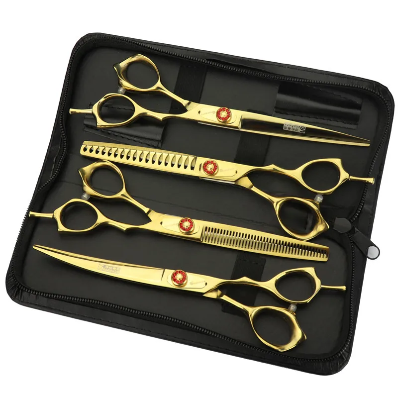 Pet Scissors Golden 7-inch Dog Trimming Straight Cut Curved Scissors Teddy Beauty Thinning Shear Set 
Pet Scissors Golden 7-inch Dog Trimming Straight Cut Curved Scissors Teddy Beauty Thinning Shear Set