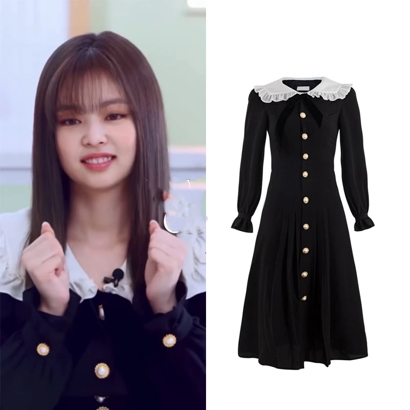 Kpop Korean Celebrity Retro French Black Doll Collar Sexy Long Dress Women Streetwear Party Sweet High Waist Puff Sleeve Dresses
Kpop Korean Celebrity Retro French Black Doll Collar Sexy Long Dress Women Streetwear Party Sweet High Waist Puff Sleeve Dresses