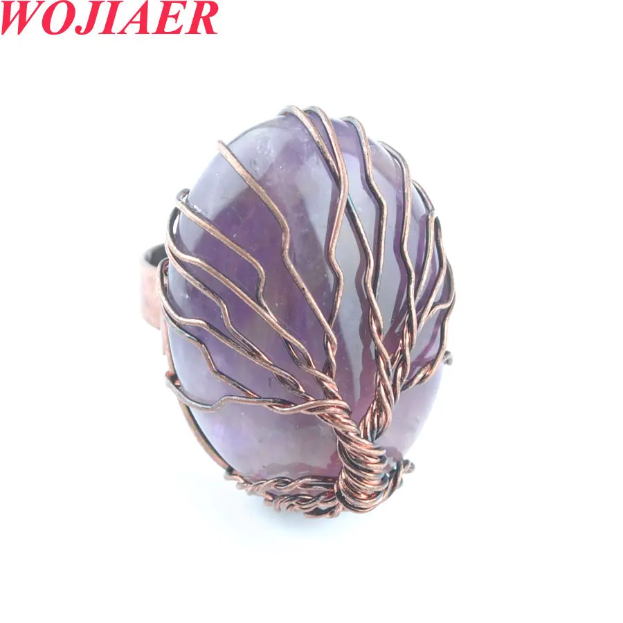 WOJIAER One Piece Vintage Rings for Women Natural Stone Oval Amethysts Bead Wire Wrapped Tree of Life Adjustable Ring PO9108
WOJIAER One Piece Vintage Rings for Women Natural Stone Oval Amethysts Bead Wire Wrapped Tree of Life Adjustable Ring PO9108
