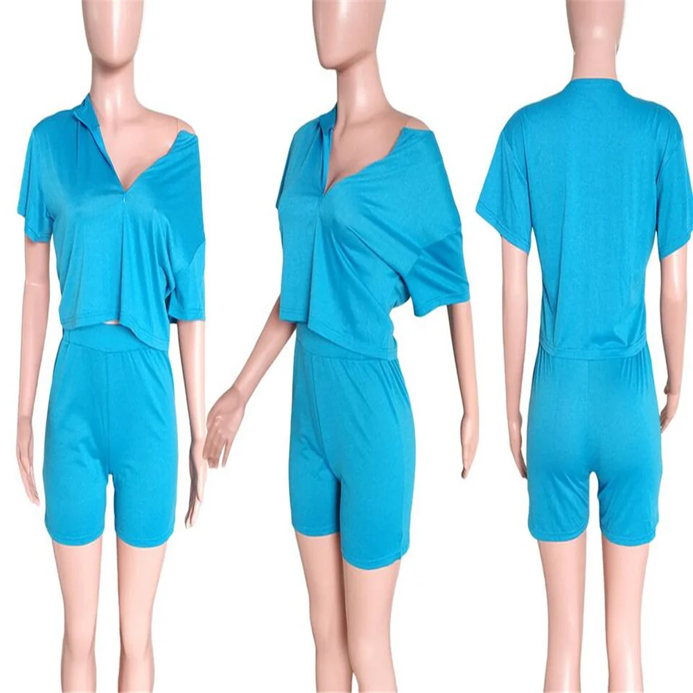 Q5182 European and American women's pure color temperament casual two-piece short sleeve
Q5182 European and American women's pure color temperament casual two-piece short sleeve