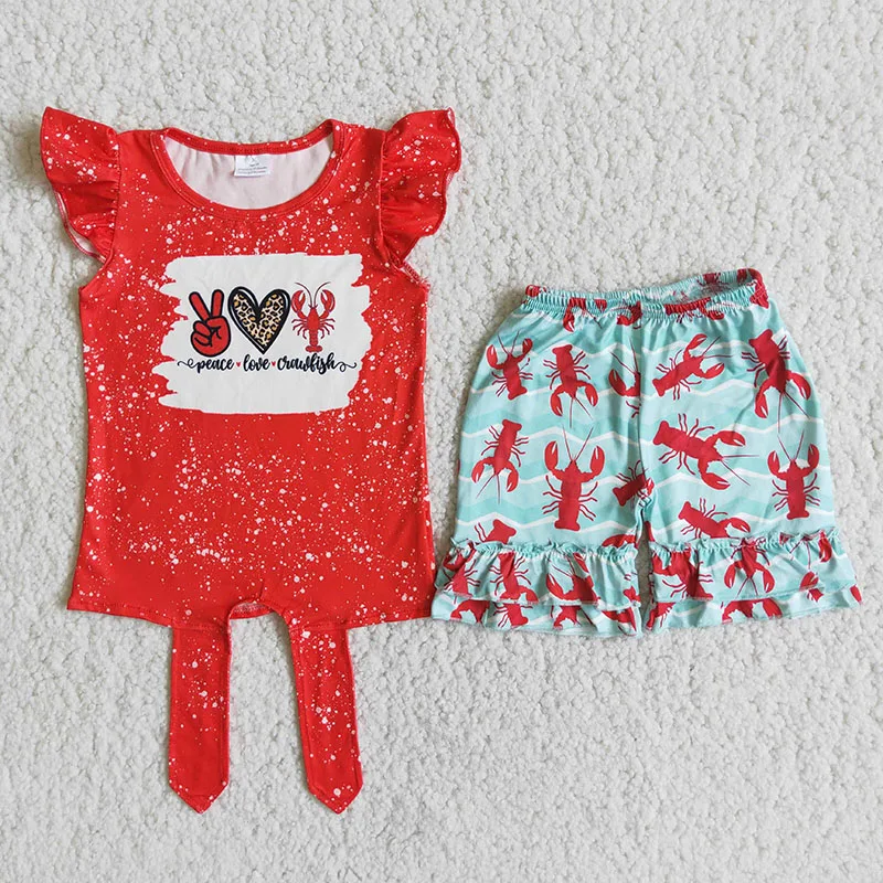 2021 Summer Fashion Infant Cute Girl Bleached Short Sleeve Shirt Lobster Ruffles Pants Baby Outfit Wholesale Boutique Clothes
2021 Summer Fashion Infant Cute Girl Bleached Short Sleeve Shirt Lobster Ruffles Pants Baby Outfit Wholesale Boutique Clothes
