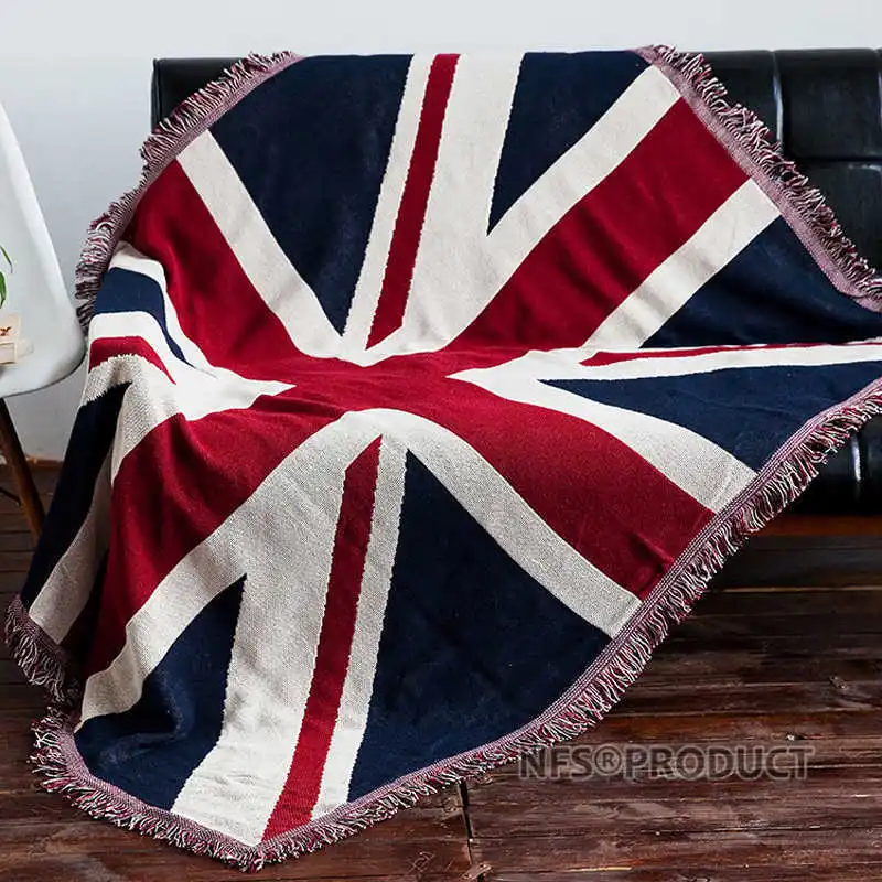 130x180cm Sofa Blanket Cotton Fabric UK & USA Flag Design Knitted Bed Spread Couch Covering Quilt Throws With Tassels
130x180cm Sofa Blanket Cotton Fabric UK & USA Flag Design Knitted Bed Spread Couch Covering Quilt Throws With Tassels