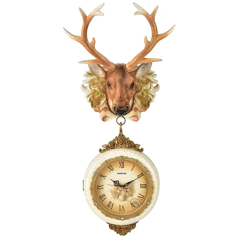 Vintage Double Sided Wall Clock Living Room Deer Head Mute Quartz Creative Wall Clock Bedroom Horloge Murale Home Decor DG50WC
Vintage Double Sided Wall Clock Living Room Deer Head Mute Quartz Creative Wall Clock Bedroom Horloge Murale Home Decor DG50WC