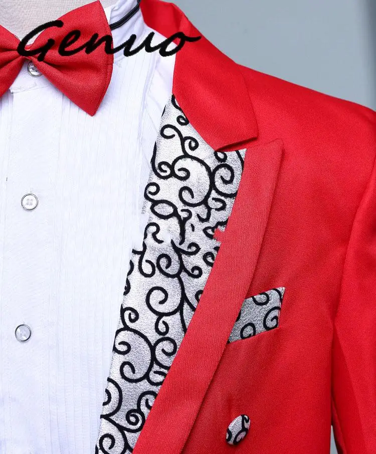 Men White Black Red Jacquard Lapel Tail Coat Stage Singer Costume Homme Wedding Groom Prom Tuxedo Suits Men Suit (Jacket+Pants)
Men White Black Red Jacquard Lapel Tail Coat Stage Singer Costume Homme Wedding Groom Prom Tuxedo Suits Men Suit (Jacket+Pants)