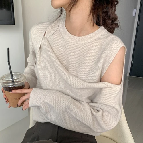 2021 Fall Winter Woman Sweaters Korean Fashion Sweater Women Clothes Fake Two Piece Knit Pull Femme Y2K Off Shoulder Tops
2021 Fall Winter Woman Sweaters Korean Fashion Sweater Women Clothes Fake Two Piece Knit Pull Femme Y2K Off Shoulder Tops
