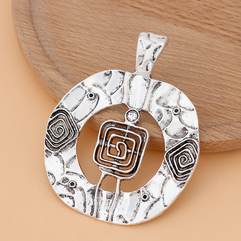 

5 шт./лот тибетские серебряные большие Этнические бусы в стиле бохо спиральные подвески для ожерелья ювелирные изделия аксессуары