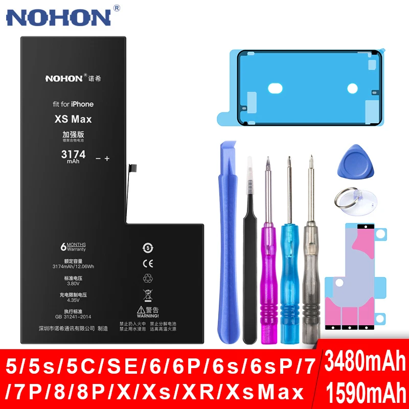 Аккумулятор NOHON для iPhone 6s 6 7 8 Plus X XR Xs Max 5s 5C SE iPhone6 iPhone7|Аккумуляторы мобильных