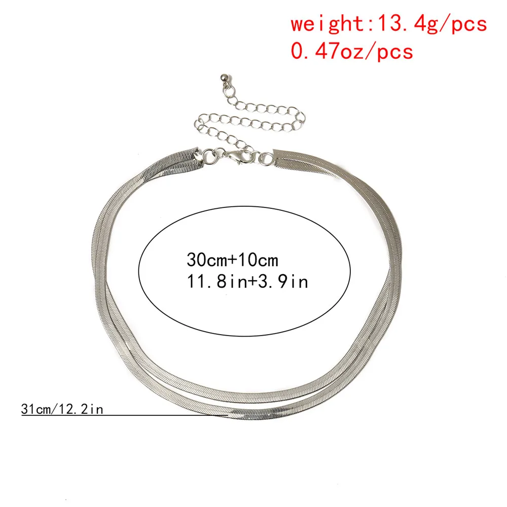 Personality Flat snake Link Chain Choker Necklace for Women Vintage Silver Color Multi-layer Short Necklace Statement Jewelry
Personality Flat snake Link Chain Choker Necklace for Women Vintage Silver Color Multi-layer Short Necklace Statement Jewelry