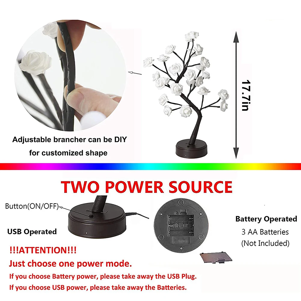 LED Table Lamp Rose Flower Tree USB Night Lights Christmas Gift For Kids Room Rose Flower Lighting Home Decoration
LED Table Lamp Rose Flower Tree USB Night Lights Christmas Gift For Kids Room Rose Flower Lighting Home Decoration