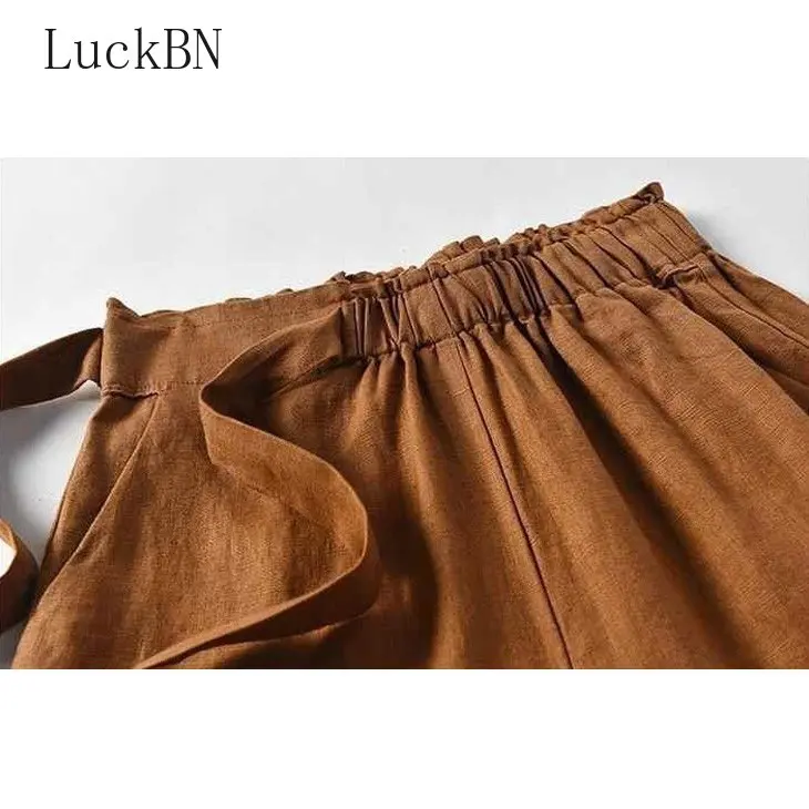 Spring Summer Pants Women Clothing High Waist Flank Lacing Wide Leg Pants Vintage Cotton Linen Ankle-length Loose Pants 2021
Spring Summer Pants Women Clothing High Waist Flank Lacing Wide Leg Pants Vintage Cotton Linen Ankle-length Loose Pants 2021