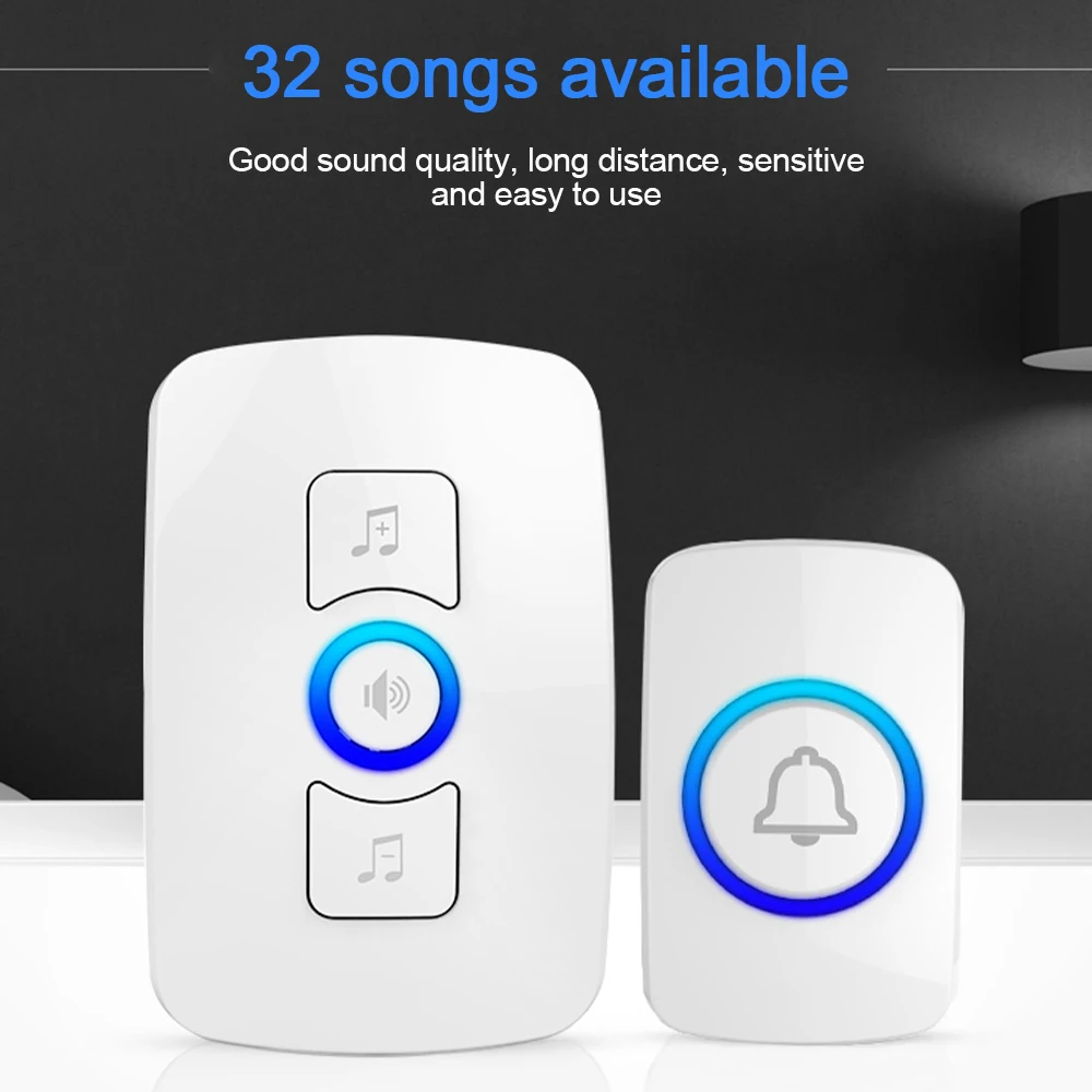 Wireless Doorbell Set 4 Volume Levels 32 Melodies Long Range Portable M525+F51 Door Bells For Home Office Garage Apartments
Wireless Doorbell Set 4 Volume Levels 32 Melodies Long Range Portable M525+F51 Door Bells For Home Office Garage Apartments