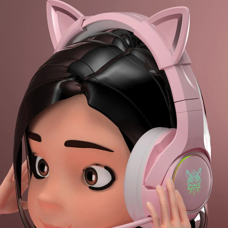 K9 Wired Gaming Headset Pink Cat Ear Headset Cute Girly Heart Headset 3.5mm+USB Single USB 7.1 Channel For Computer Notebook
K9 Wired Gaming Headset Pink Cat Ear Headset Cute Girly Heart Headset 3.5mm+USB Single USB 7.1 Channel For Computer Notebook