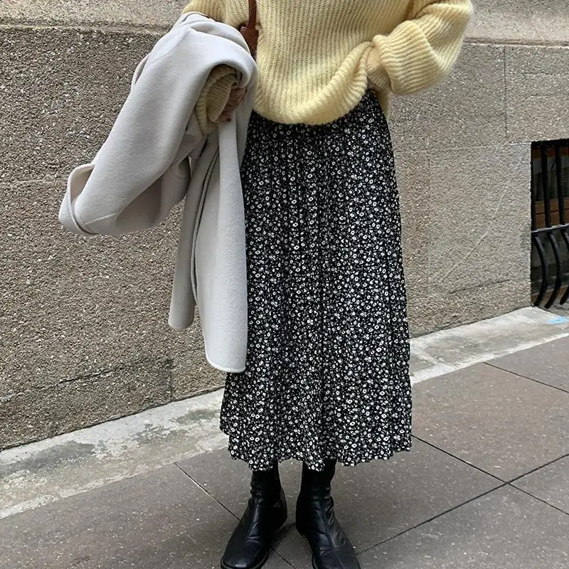 Vintage Floral Print A-line Pleated Spring Women Streetwear Elastic Waist Midi Skirt Lined
Vintage Floral Print A-line Pleated Spring Women Streetwear Elastic Waist Midi Skirt Lined